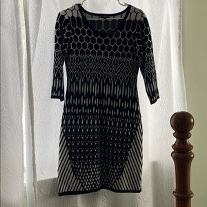 The Limited Black and White Geometric Long Sleeve Dress